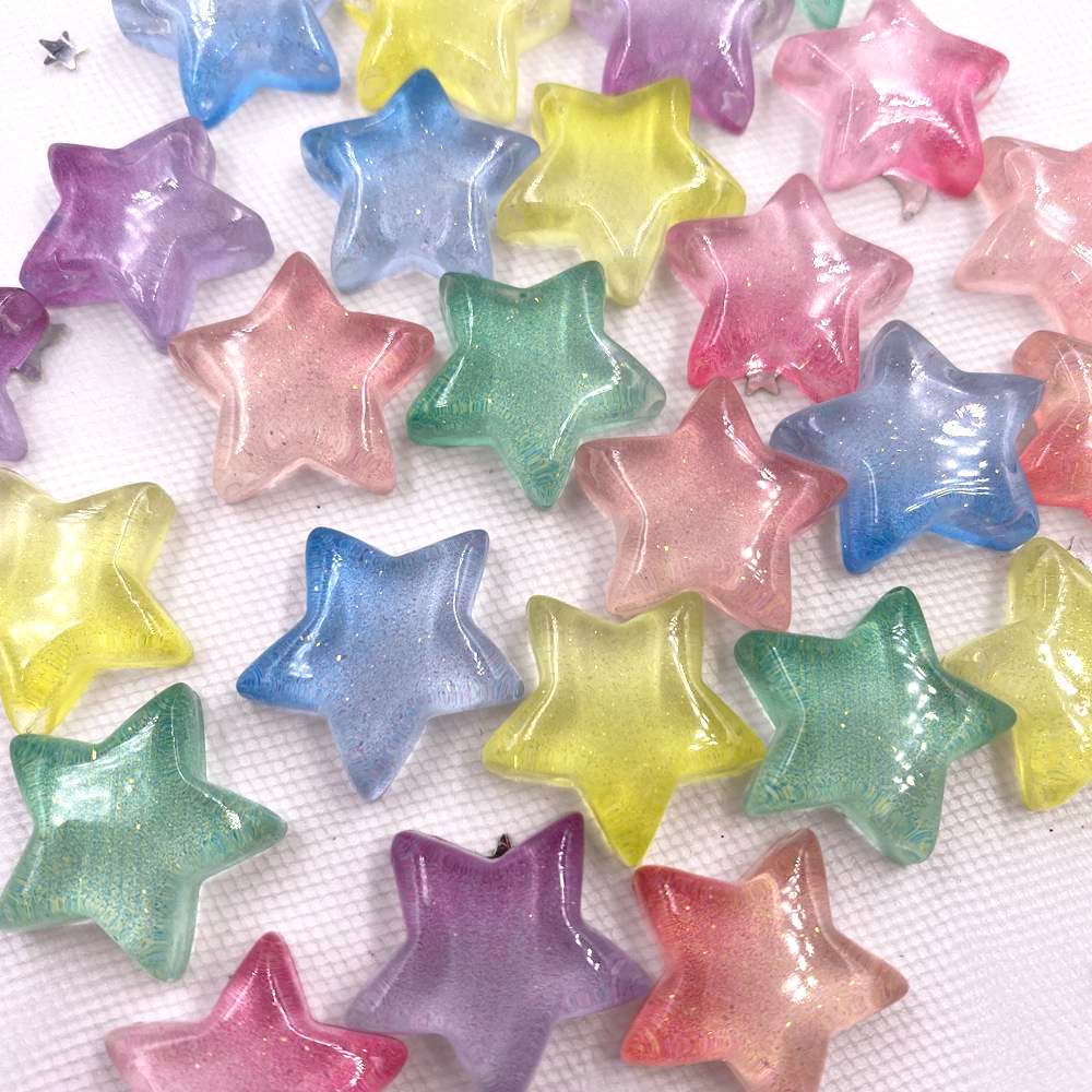 Star Flat Back - Glitter resina transparente doces colorido estrela