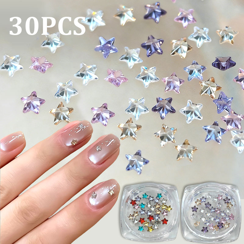 Star Flat Back - 30 peças Mini Estrelas de Cinco