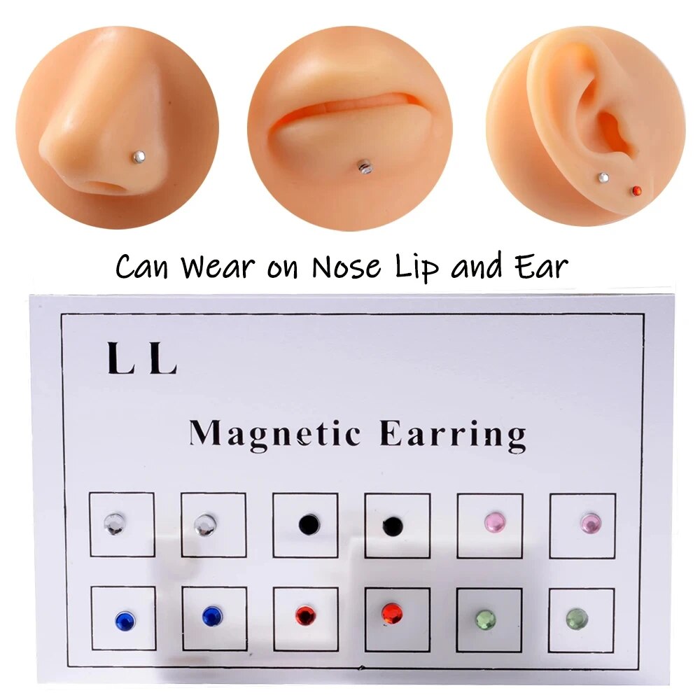Body Jewelry Earrings - 12 pçs/cartão falso tricheiro não perfurado