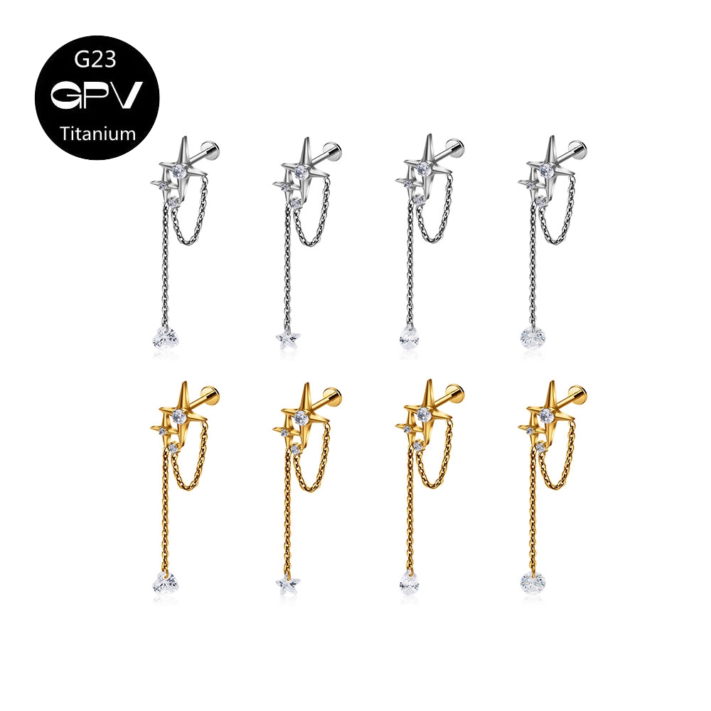 Body Jewelry Surgical Steel - G23 F136 Estrela de titânio Orelha