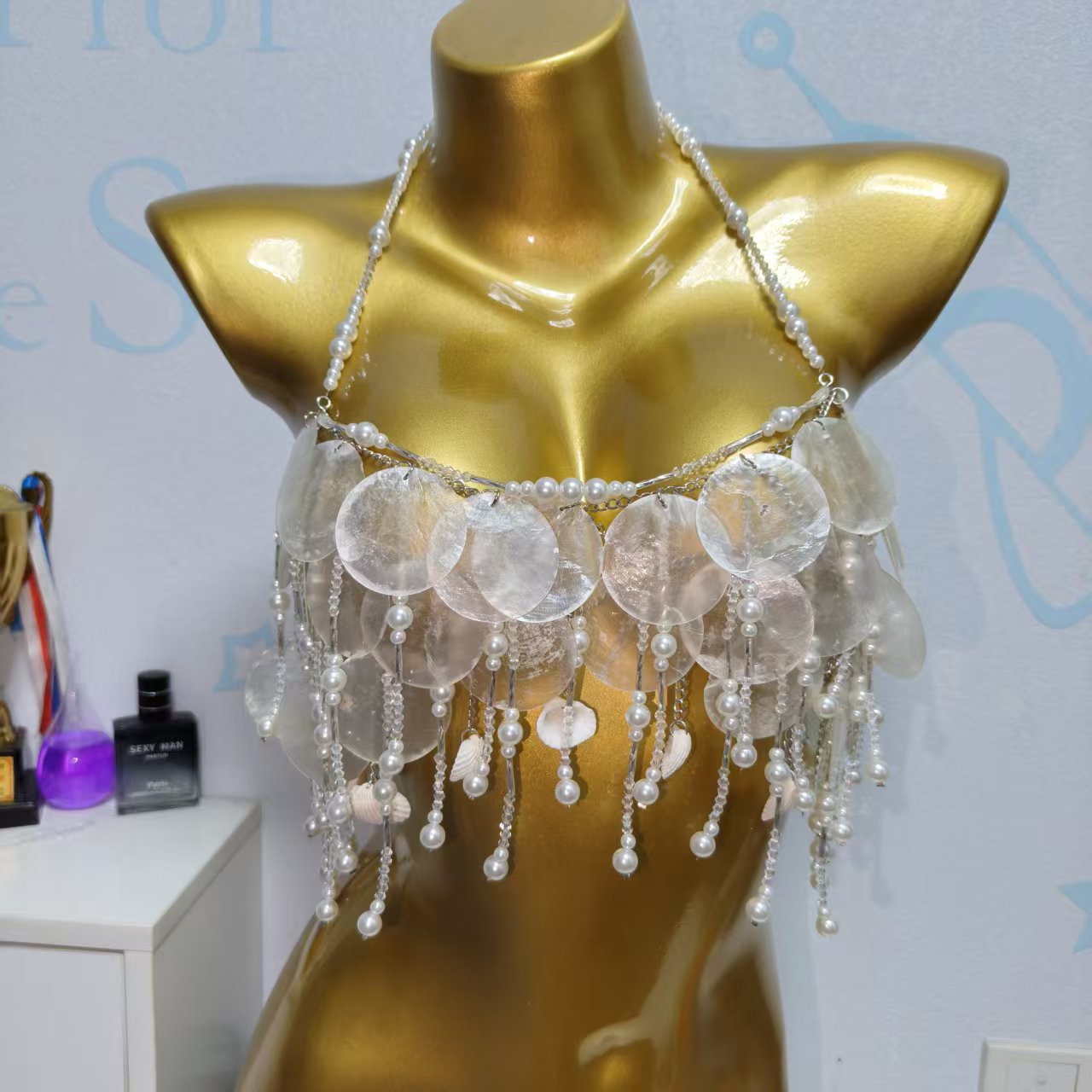 Body Jewelry Bra - Feito à mão brilhante sereia topo