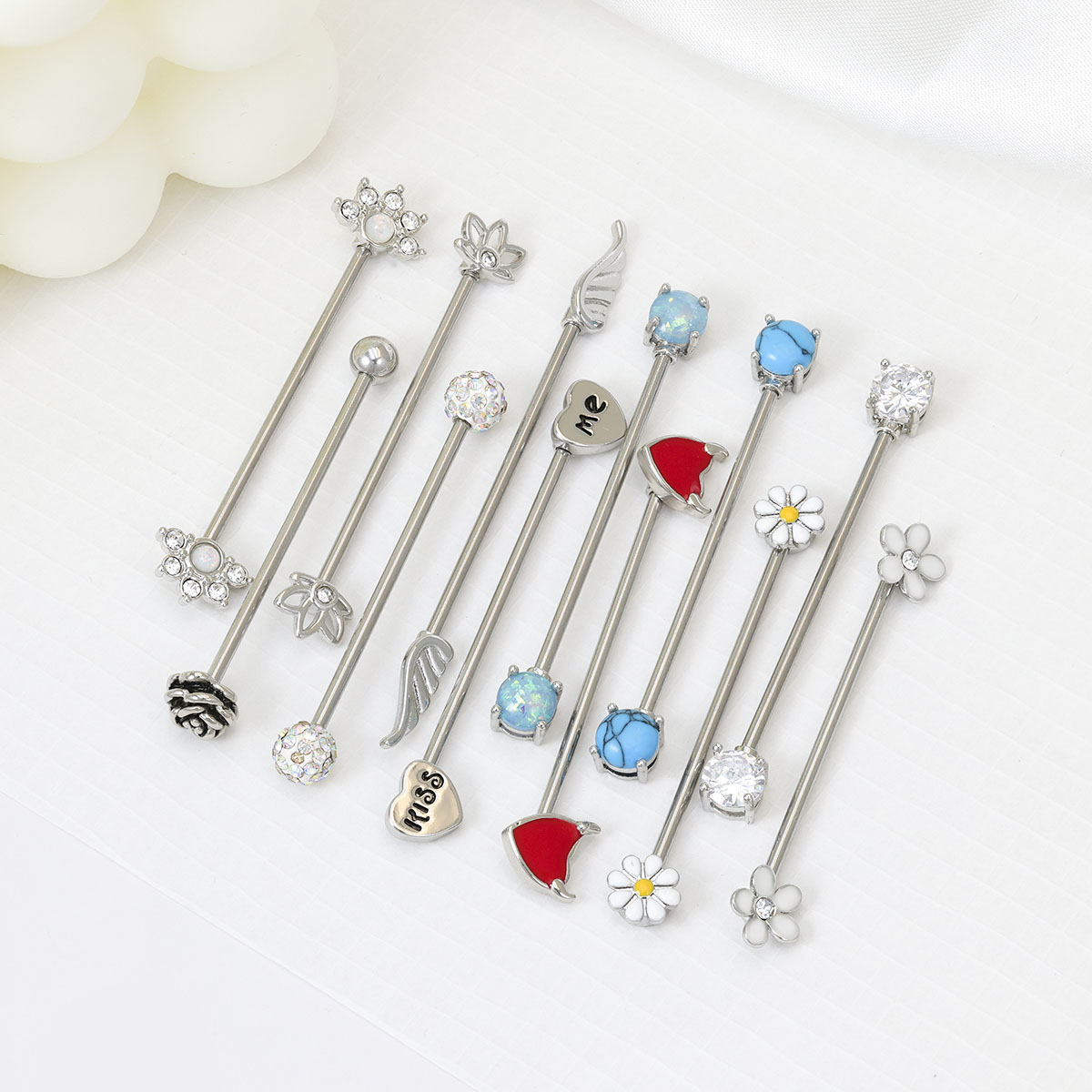 Body Jewelry Surgical Steel - 16g setas corações barra industrial aço