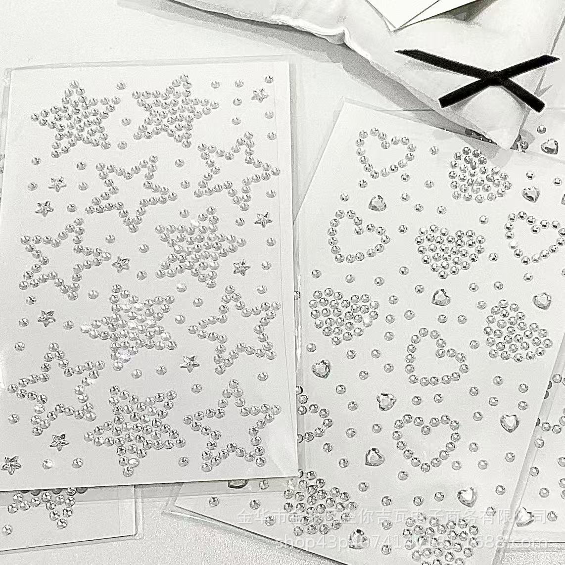 Star Flat Back - Adesivos de Strass Coração Estrela Prateada,
