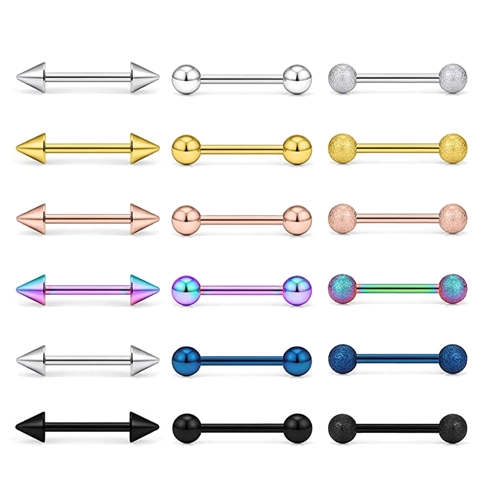 Tongue Barbell Straight - Anéis de língua de aço cirúrgico