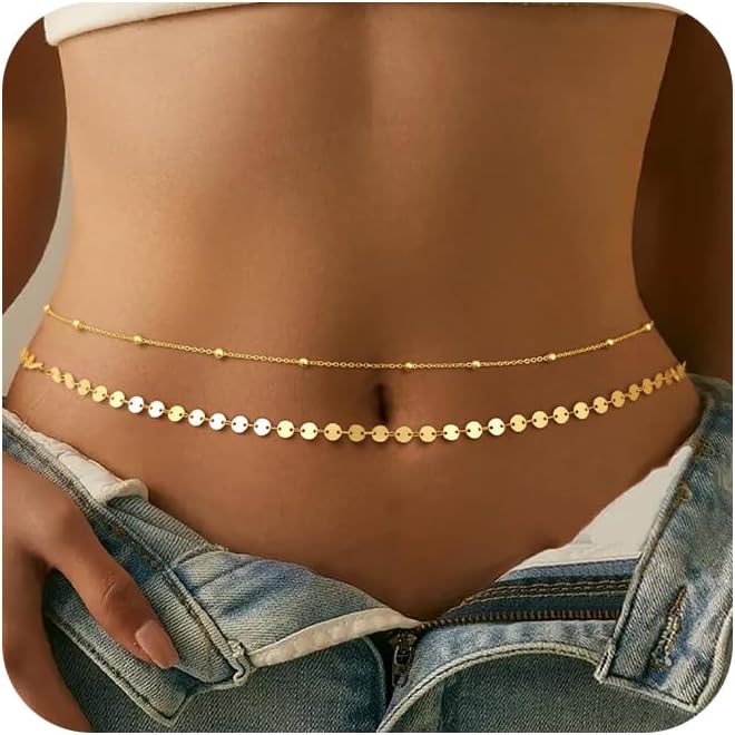 Body Jewelry Gold - Corrente de barriga banhada a ouro