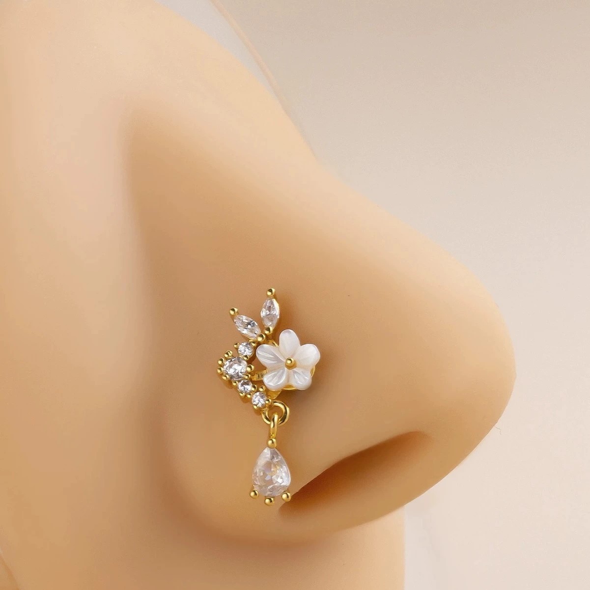 Argola de Nariz Dourada com Fl - Body Jewelry Surgical Steel avaliação e preço