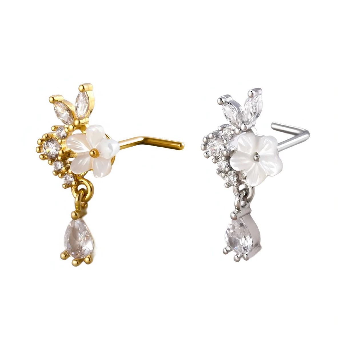 Argola de Nariz Dourada com Fl - Body Jewelry Surgical Steel avaliação e preço