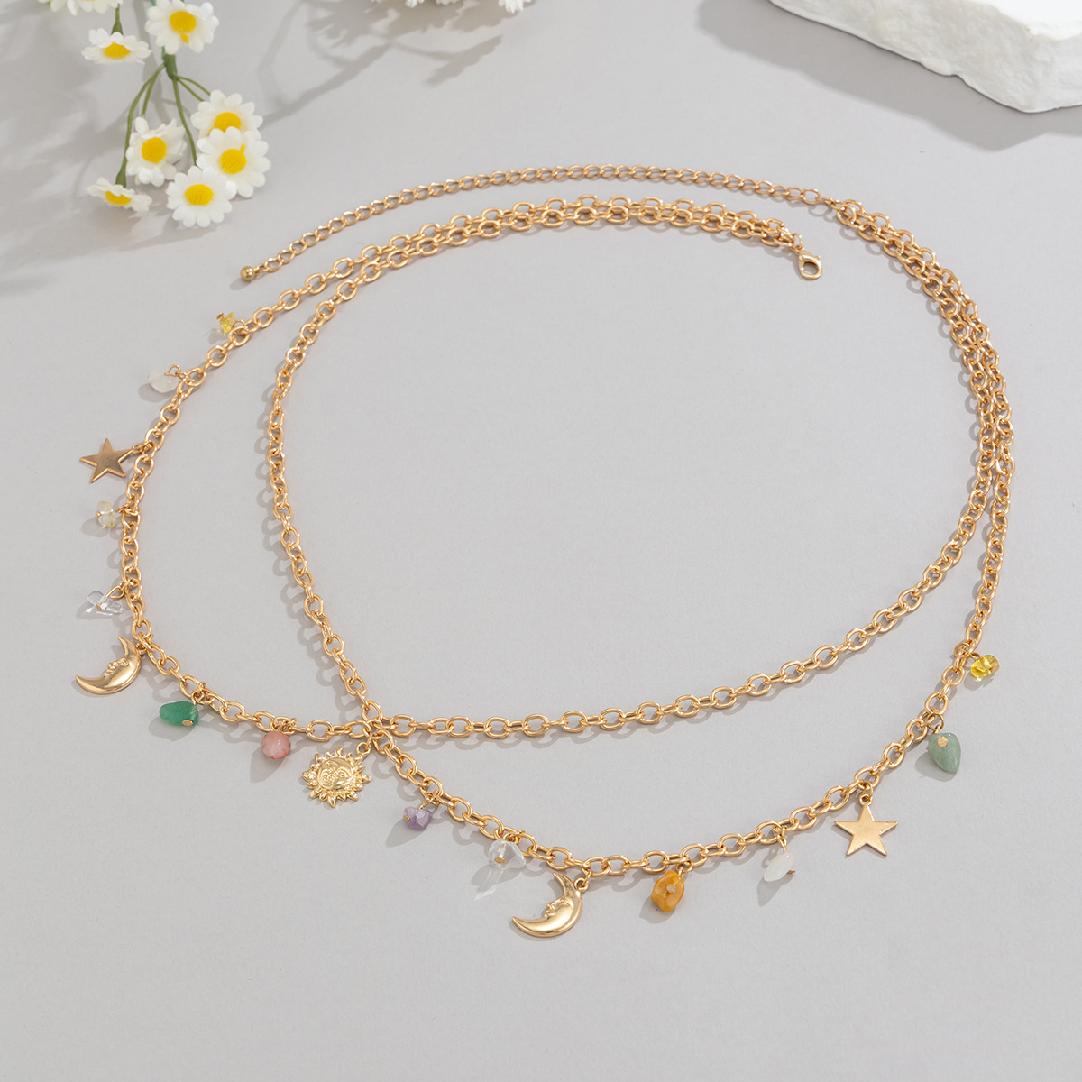 Boho estrela lua sol pingente  - Body Jewelry Gold avaliação e preço