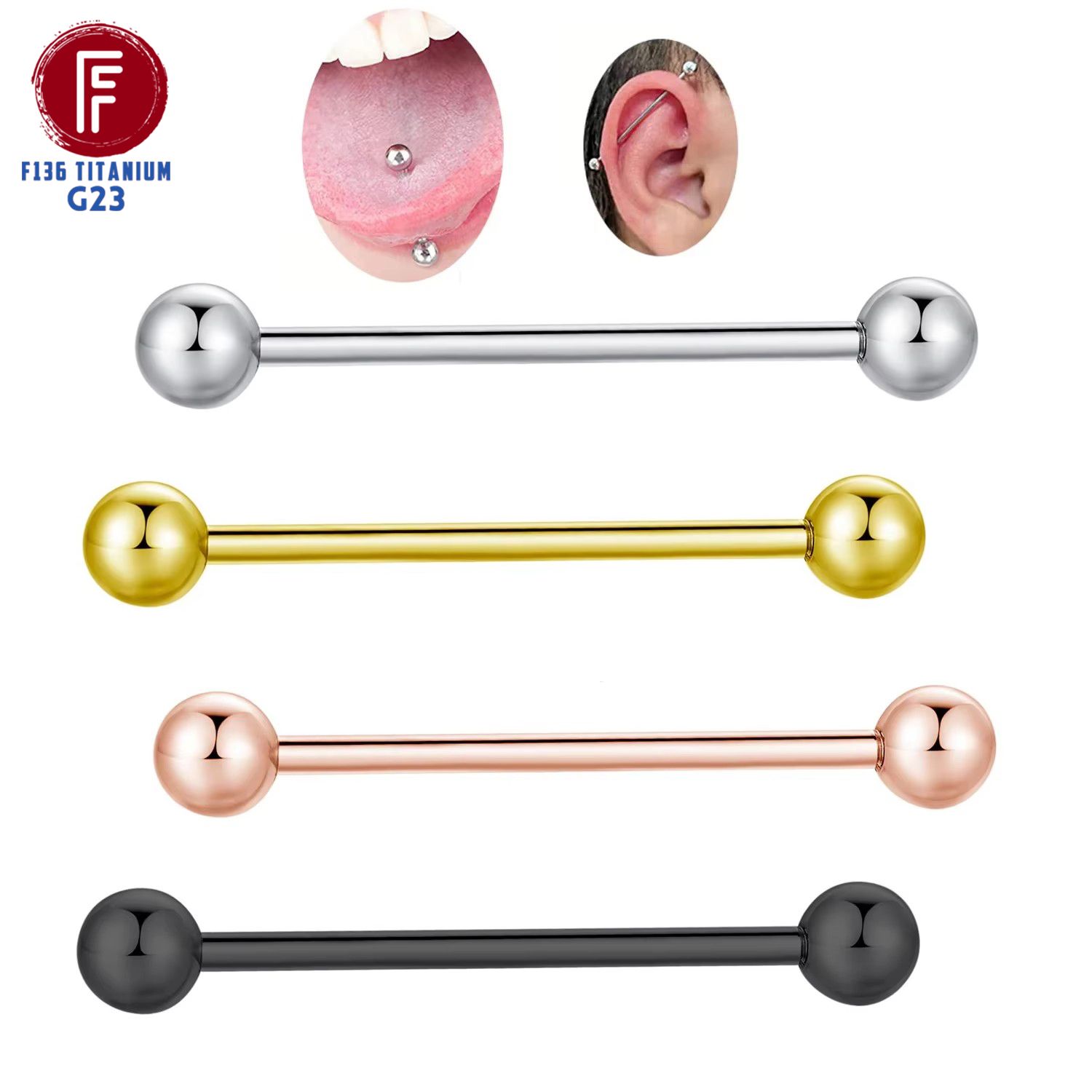 Astm f136 titânio piercing bar - Tongue Barbell Straight avaliação e preço