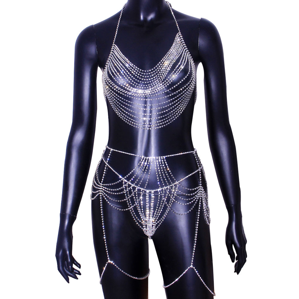 Sexy corpo corrente cintura co - Body Jewelry Bra avaliação e preço
