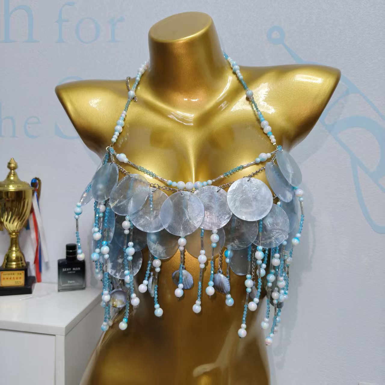 Feito à mão brilhante sereia t - Body Jewelry Bra avaliação e preço