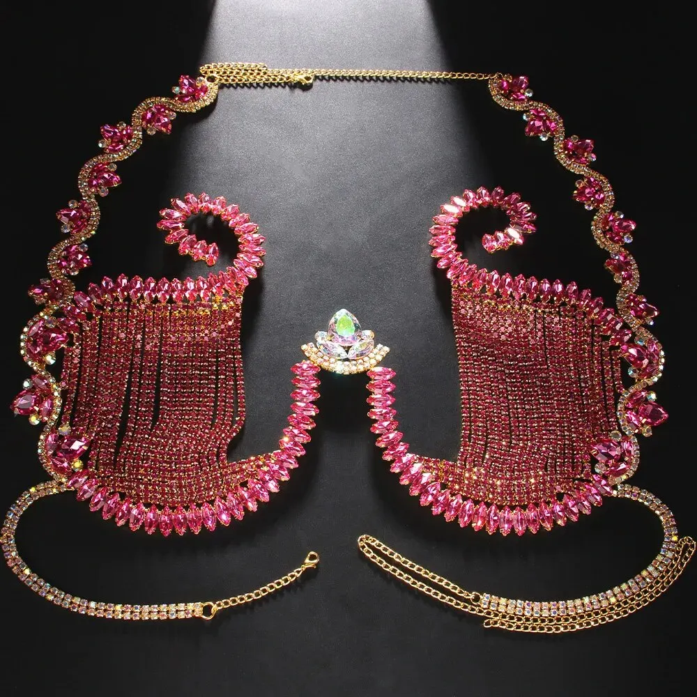 Rave Rosa Cristal Peito Suport - Body Jewelry Bra avaliação e preço