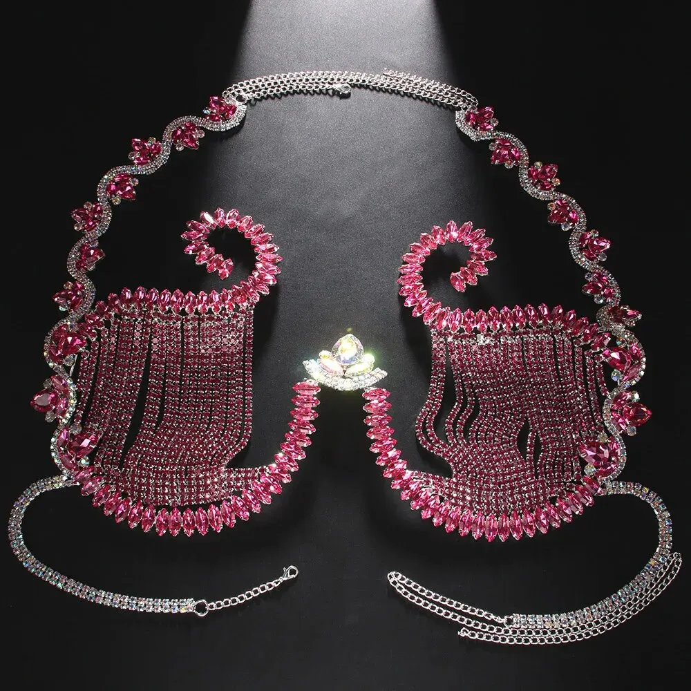 Rave Rosa Cristal Peito Suport - Body Jewelry Bra avaliação e preço