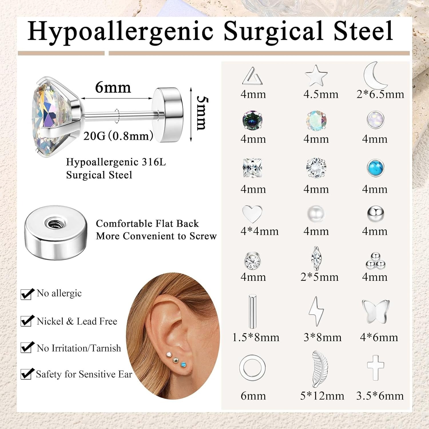 Florideco 1 par de brincos hip - Body Jewelry Surgical Steel avaliação e preço