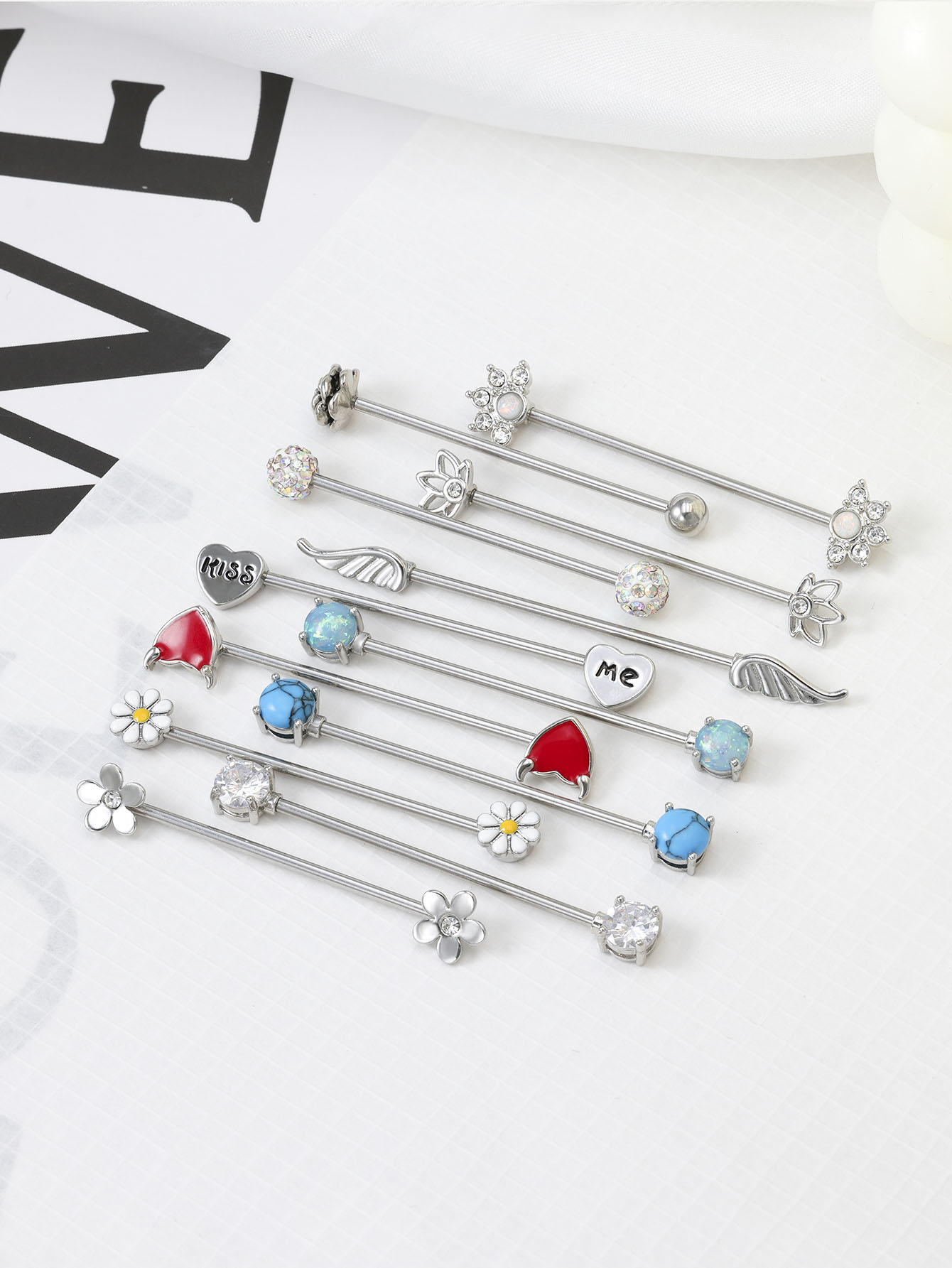 16g setas corações barra indus - Body Jewelry Surgical Steel avaliação e preço