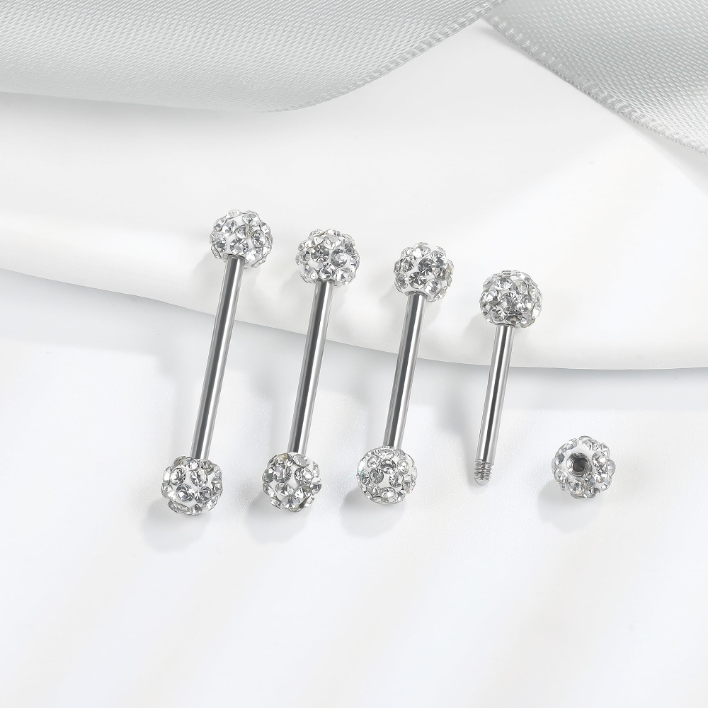 8 PCs 14G CZ pavimentado bola  - Tongue Barbell Straight avaliação e preço