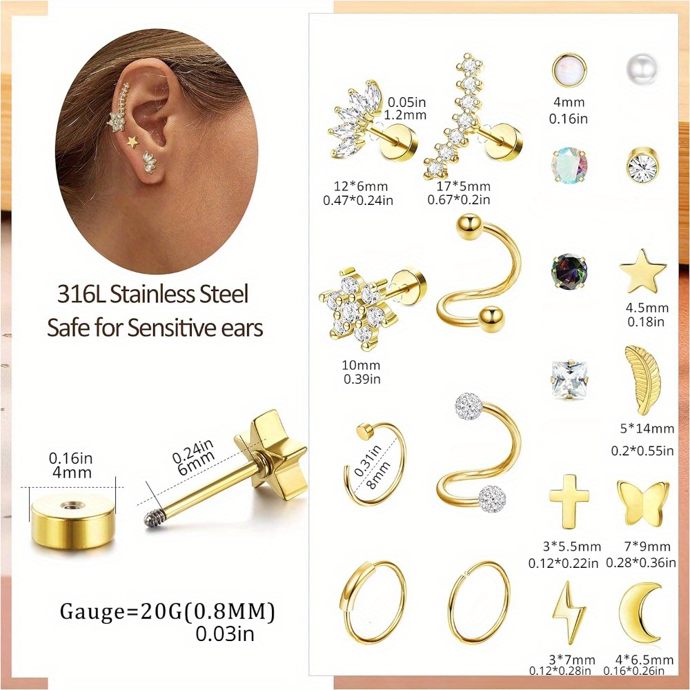 Brincos de aço cirúrgico para  - Body Jewelry Surgical Steel avaliação e preço