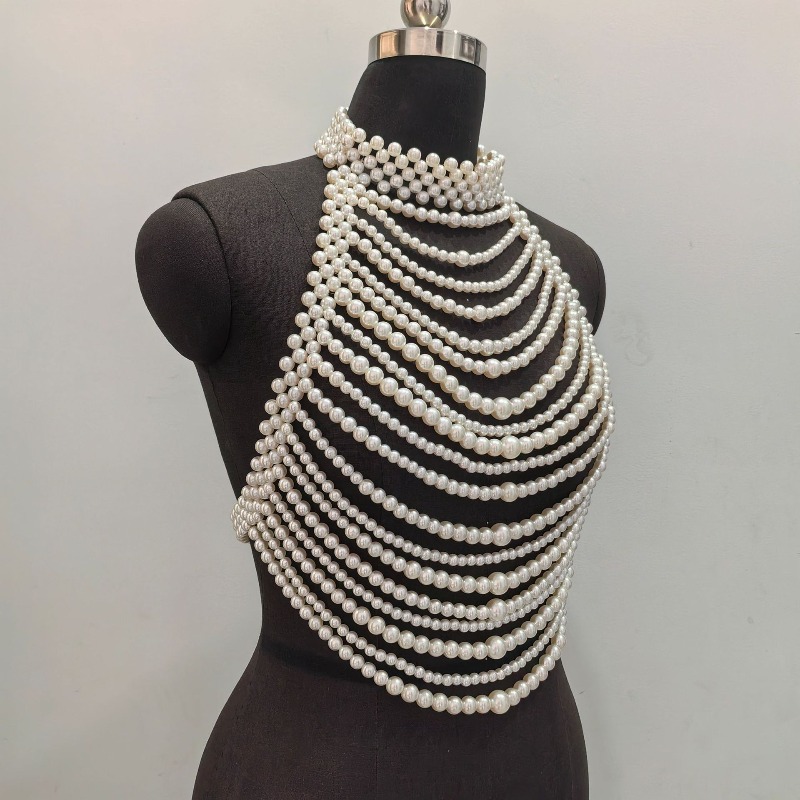 Corrente de peito com contas e - Body Jewelry Bra avaliação e preço