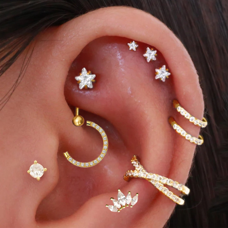 Helix piercing estrela brincos - Body Jewelry Surgical Steel avaliação e preço
